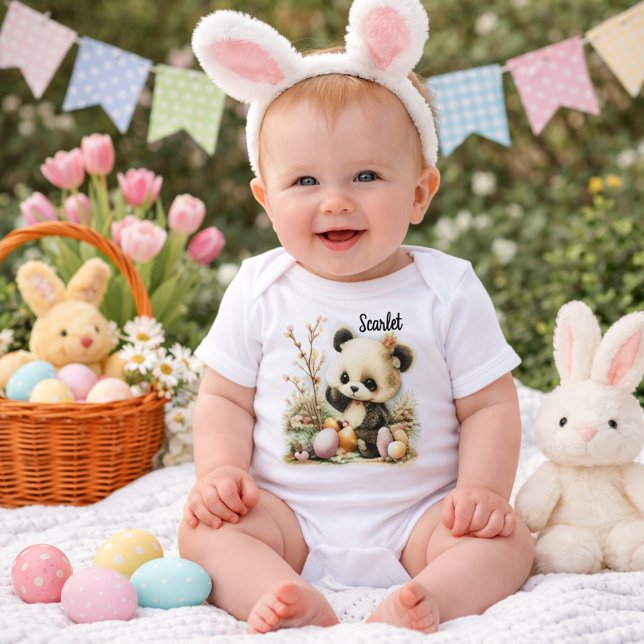 Body Para Bebé Personalized Baby Panda Easter Illustration  (Subido por el creador)