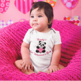 Body Para Bebé Personalized Baby’s First Valentine’s Day Panda