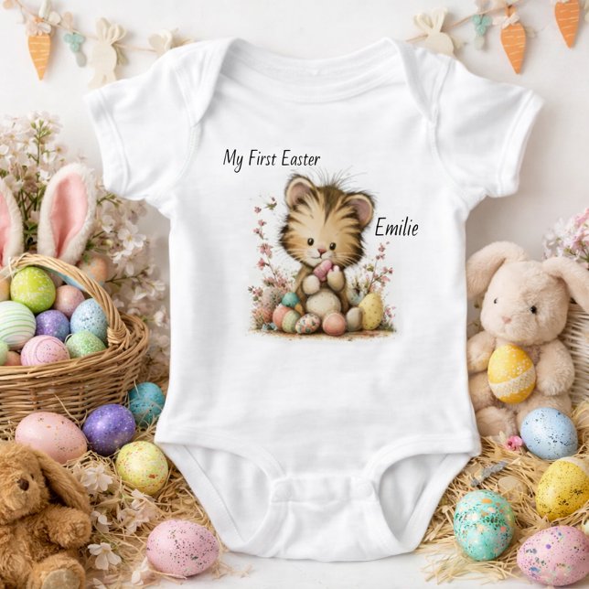 Body Para Bebé Personalized Baby Tiger Easter Illustration (Subido por el creador)