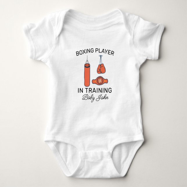 Body Para Bebé Personalized Boxing Name - Box Player in Training (Anverso)