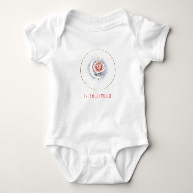 Body Para Bebé Personalized Celestial Rose & Moon Baby Bodysuit - (Anverso)