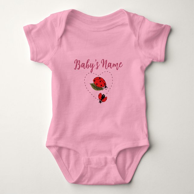 Body Para Bebé Personalized/Custom Name Ladybug Pink Baby  (Anverso)