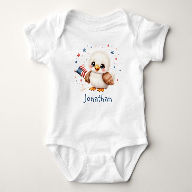 Body Para Bebé Personalized Cute Patriot Baby Eagle  (Anverso)