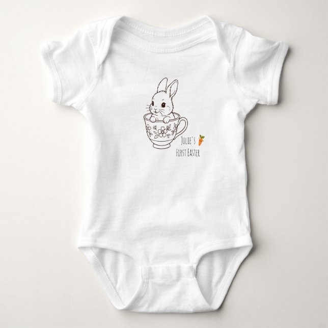 Body Para Bebé Personalized First Easter Bunny (Anverso)