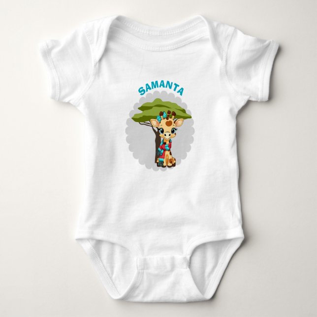 Body Para Bebé Personalized Giraffe Baby Bodysuit  (Anverso)