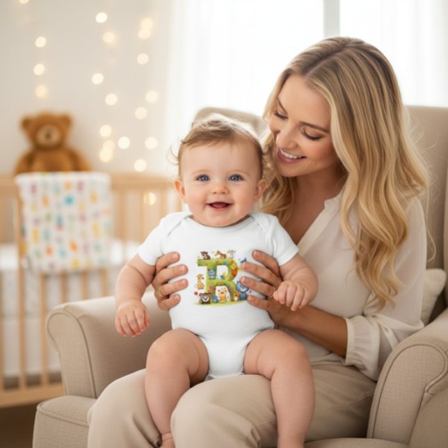 Body Para Bebé Personalized Initial R Cute Jungle Animal Bodysuit (Subido por el creador)