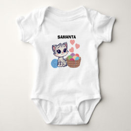 Body Para Bebé  Personalized Kitten & Yarn Baby Bodysuit