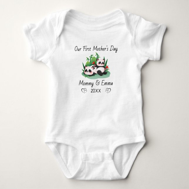 Body Para Bebé Personalized Matching First Mother’s Day Panda (Anverso)