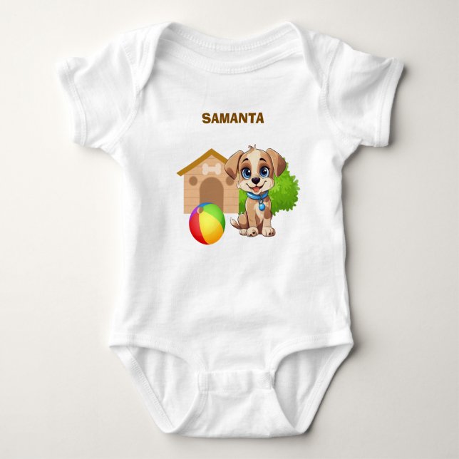 Body Para Bebé Personalized Puppy Baby Bodysuit (Anverso)