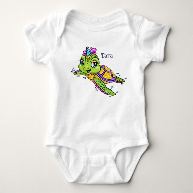 Body Para Bebé Personalized Sea Turtle (Anverso)