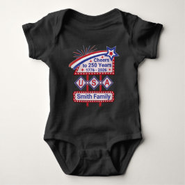 Body Para Bebé Personalized USA 250–Patriotic Retro Marquee