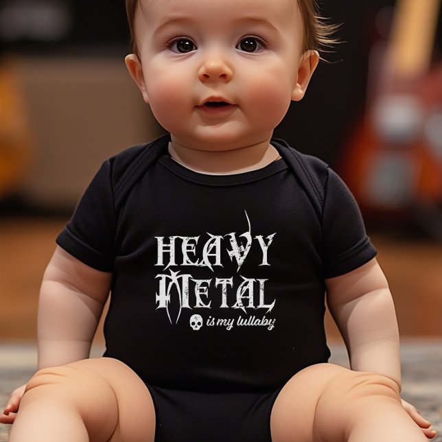 Body Para Bebé Pesado Metalizado es mi canción de cuna (The ideal cheeky baby shower gift for parents that love their metal.)