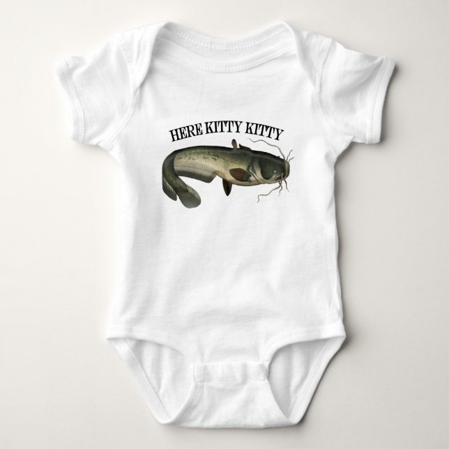 Body Para Bebé Pescado De Pescado Aquí Kitty Kitty (Anverso)