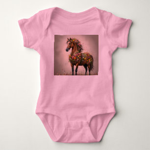 Body Para Bebé Pétalos Y Canteras: Jardín De Fantasía De Caballos