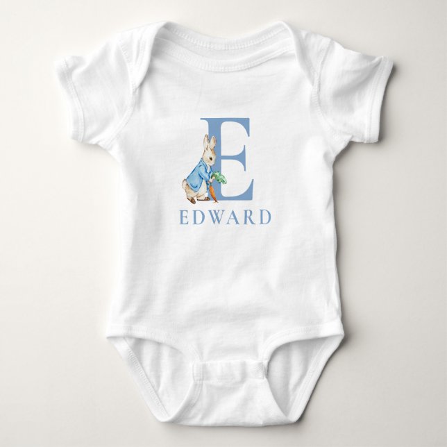 Body Para Bebé Peter Rabbit 1er cumpleaños con nombre de bebé mon (Anverso)
