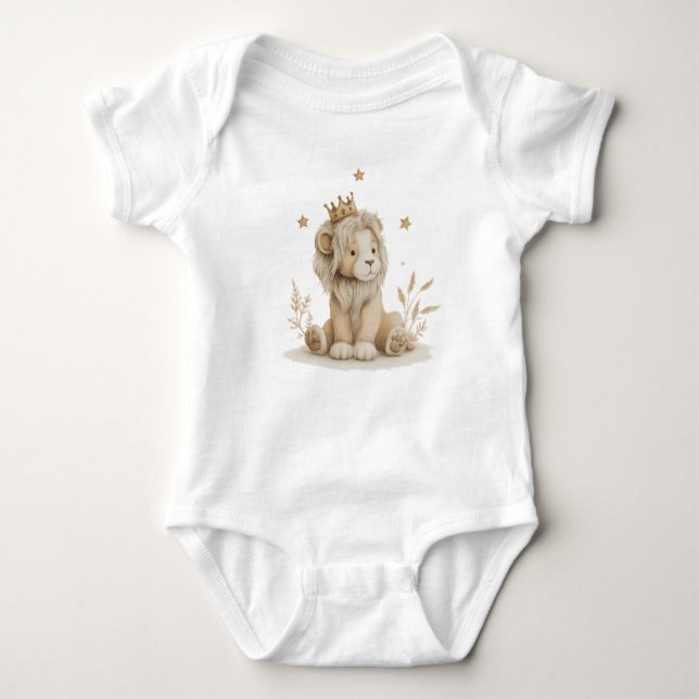 Body Para Bebé Petit Lion Royal à Couronne Dorée – Aquarelle (Anverso)