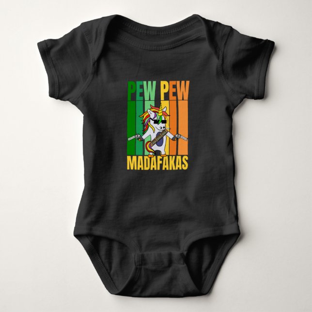 Body Para Bebé pew pew madafakas - lindo unicorn (Anverso)