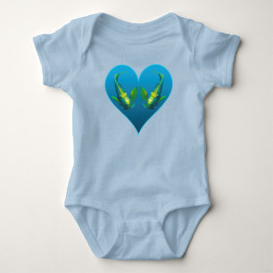Body Para Bebé Pez ángel gemelos en un corazón azul - Ilustración