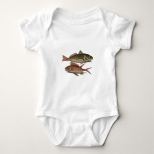 Body Para Bebé Pez Lubina Roja Pescador Arte