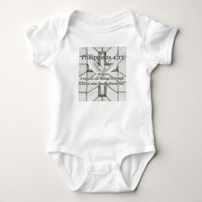 Body Para Bebé Philippians 4:13 Bible Verse Baby Bodysuit (Anverso)