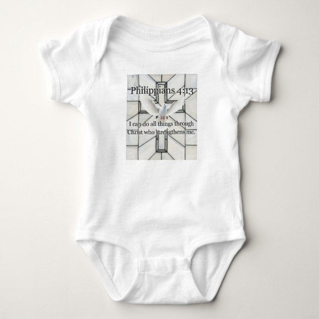 Body Para Bebé Philippians 4:13 Versículo de la Biblia Bodysuit p (Anverso)