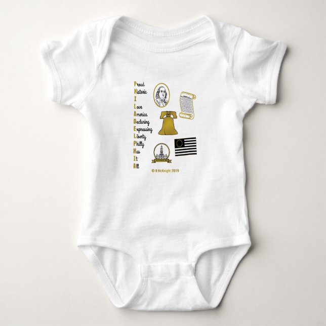 Body Para Bebé Philly Acronym Tourim Baby Bodysuit (Anverso)