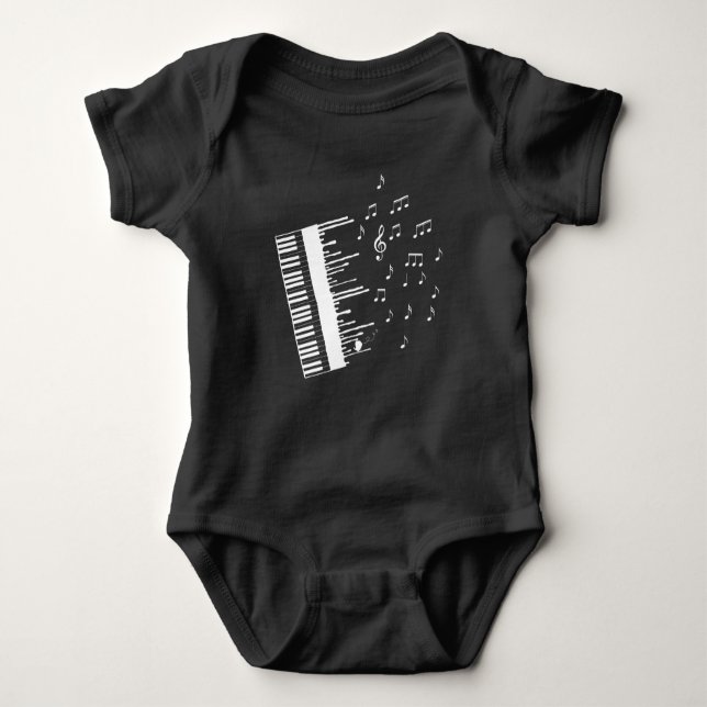 Body Para Bebé Piano Player Flying Music Notes Bird Pianist (Anverso)
