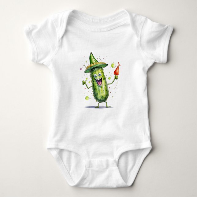Body Para Bebé Pickle Cucumbers con Gorras de cumpleaños (Anverso)