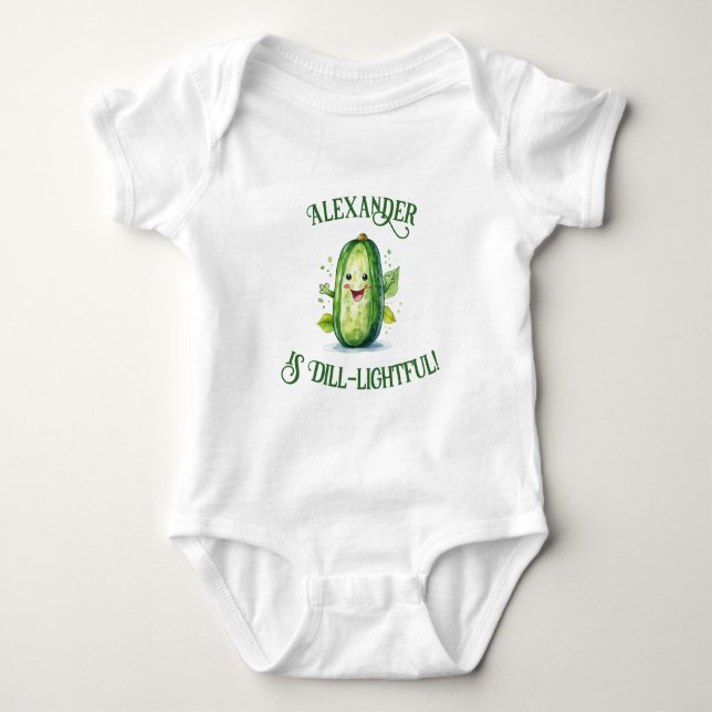 Body Para Bebé Pickle de Personalizado verde lindo (Anverso)