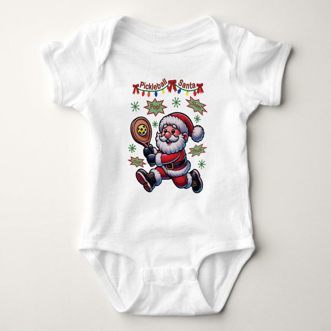 Body Para Bebé Pickleball Papá Noel Navidad (Anverso)