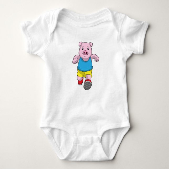 Body Para Bebé Pig como corredora en ejecución (Anverso)