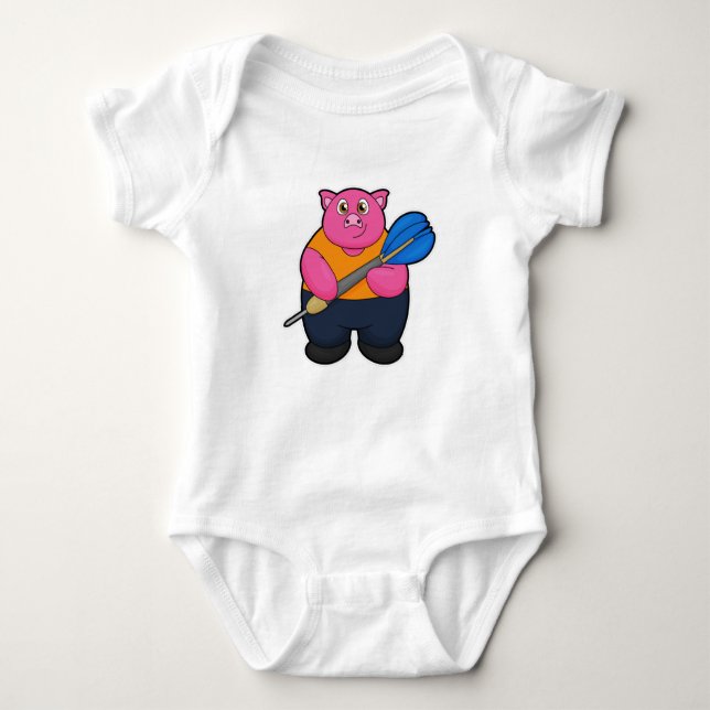 Body Para Bebé Pig como jugador de Dart con Darts (Anverso)