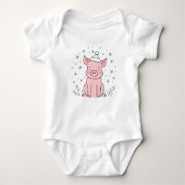 Body Para Bebé Piglet de Navidades cortos con nieve