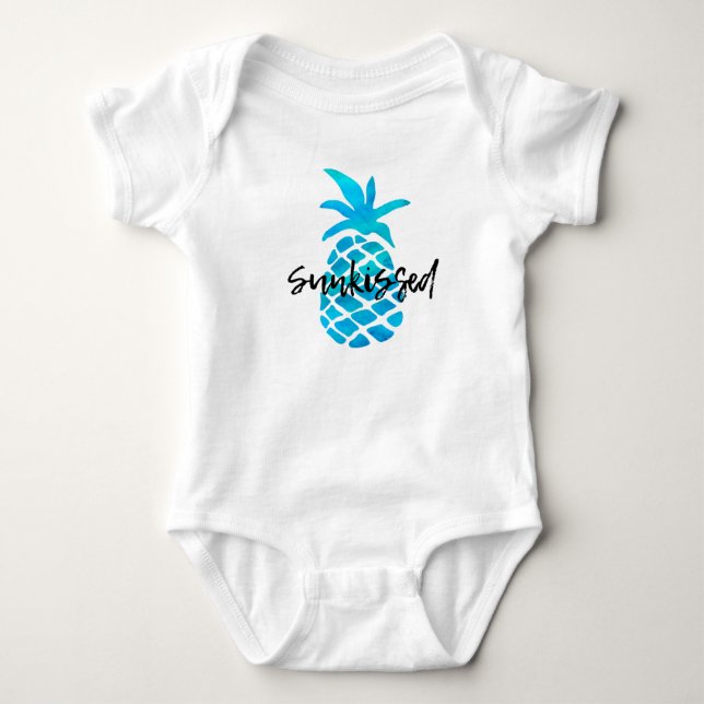 Body Para Bebé Piña Azul con un beso solar (Anverso)