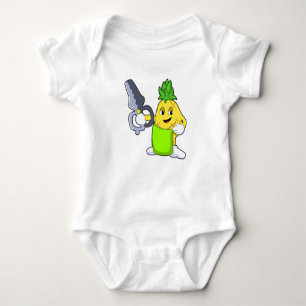 Body Para Bebé Piña como peluquero con tijeras y Razor