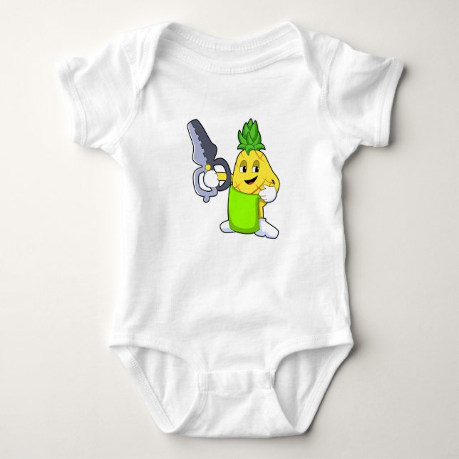 Body Para Bebé Piña como peluquero con tijeras y Razor (Anverso)
