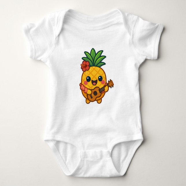 Body Para Bebé Piña Kawaii sonriente - Tropical (Anverso)