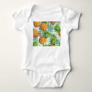 Body Para Bebé Piña Vintage: Patrón floral sin foco.