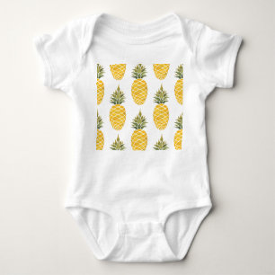 Body Para Bebé Piñas Pintadas A Mano: Acuarela Seamless.