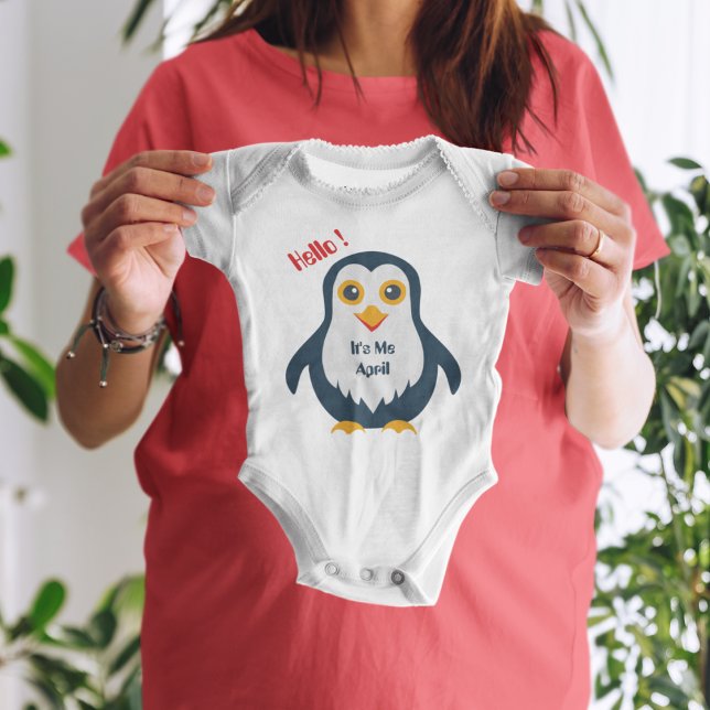 Body Para Bebé Pingüino (penguin mom baby's short super soft bodysuit.)