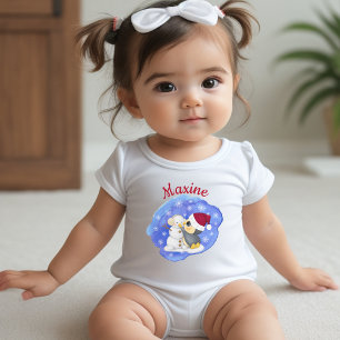 Body Para Bebé Pingüino Adorable Y Muñeco de Nieve Con Nombre