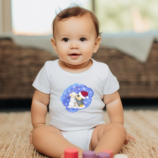Body Para Bebé Pingüino Adorable Y Snowman (Subido por el creador)