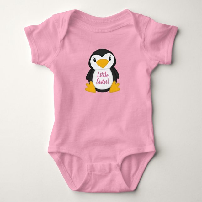 Body Para Bebé Pingüino Baby Shower Pink (Anverso)