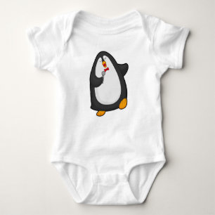 Body Para Bebé Pingüino cantando con micrófono y corbata
