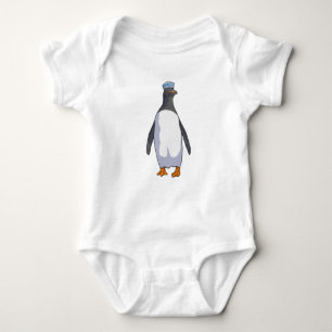 Body Para Bebé Pingüino como marinero con Gorra