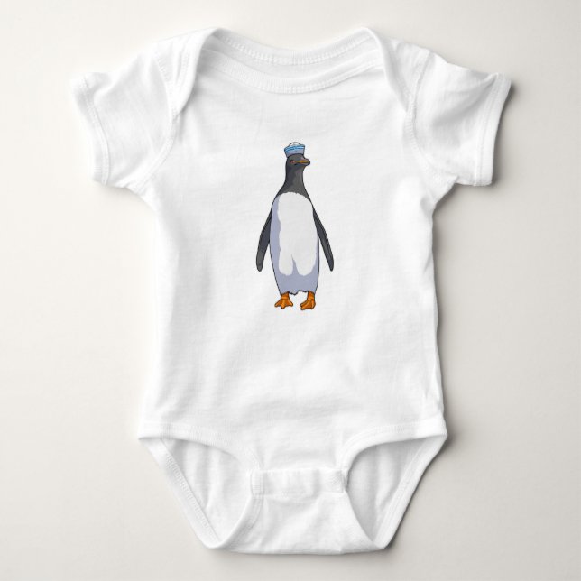 Body Para Bebé Pingüino como marinero con Gorra (Anverso)