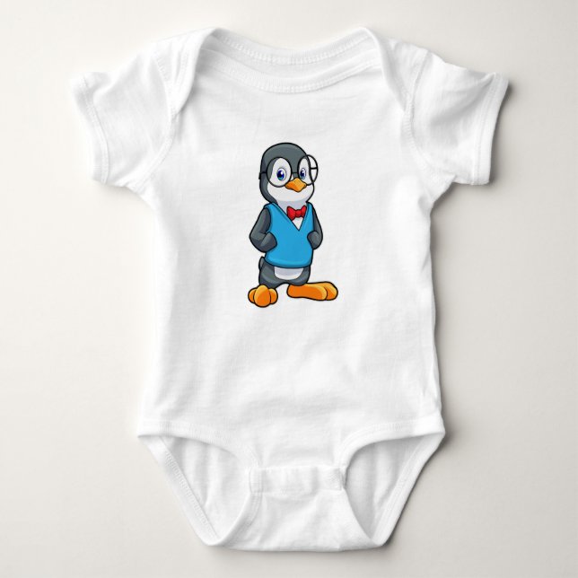Body Para Bebé Pingüino como nervioso con gafas (Anverso)