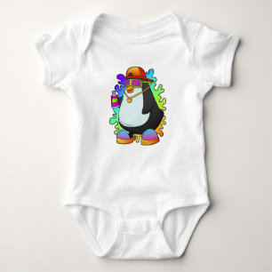 Body Para Bebé Pingüino como pintor con rociado
