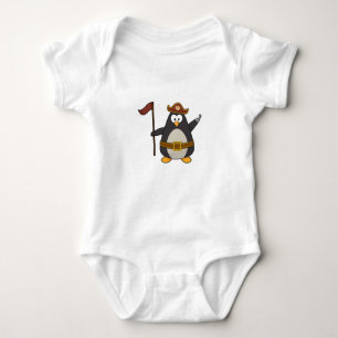 Body Para Bebé Pingüino como pirata con cinturón pirata y Gorra