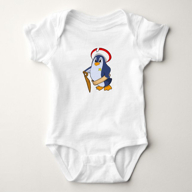 Body Para Bebé Pingüino como Pirata con Sombrero (Anverso)